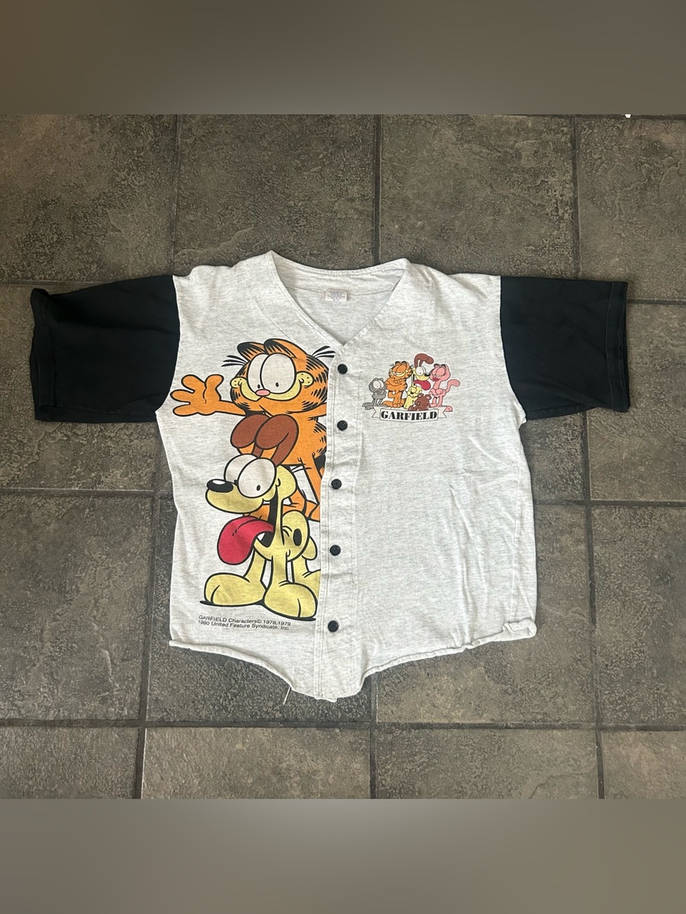 Vintage Garfield Kids Baseball Jersey Shirt Size Large Youth